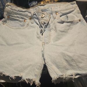 Levi's Light Blue Button-Fly Cutoff Denim Shorts Size 30